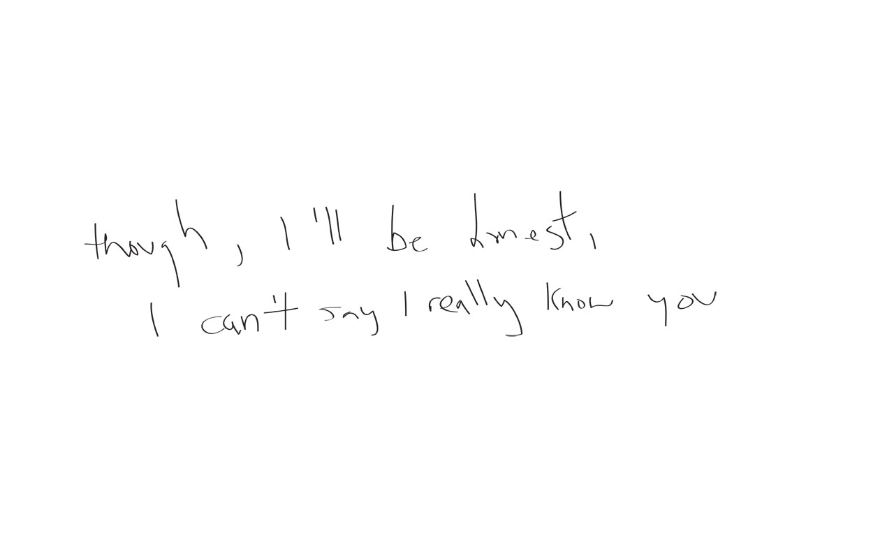 i'll be honest i can't say i really know you